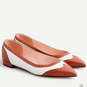 J. Crew Tan and Cream Pointed Flats